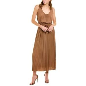 A.L.C. Val Pleated Sleeveless Brown Flowy Maxi Dress
